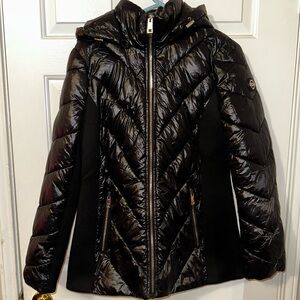 Michael Kors Black Quilted Coat Medium EUC